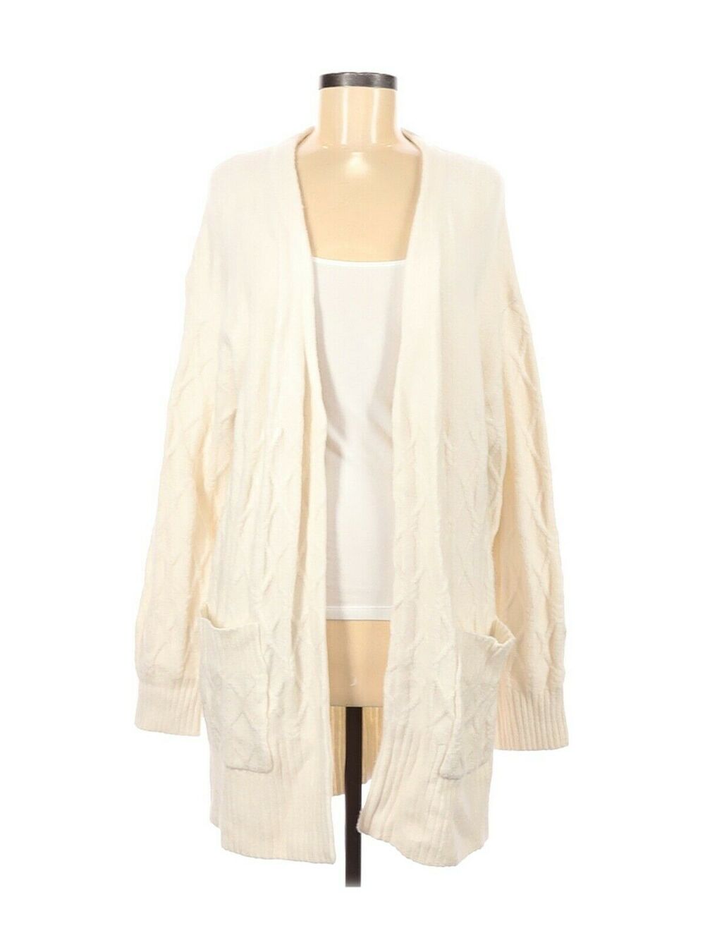 Treasure & Bond Boho Cashmere Open Front Cardigan Sweater Long Sleeve Ivory M